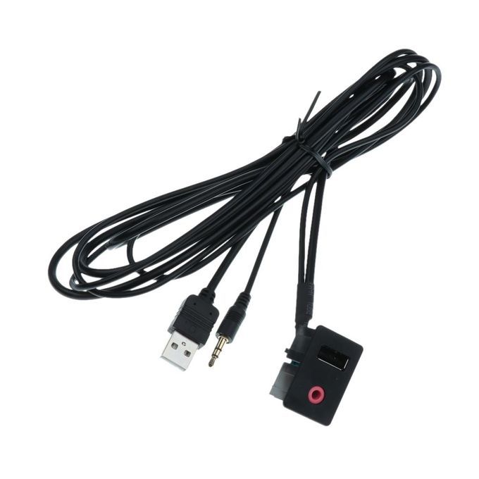 Car 2 In 1 USB AUX-In Input Extension Adapter Cable Radio Player