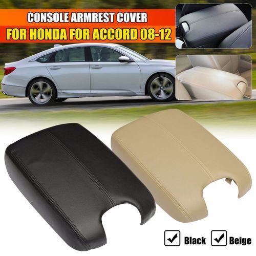 Black/Beige Console Real Leather Car Armrest Cover For Honda Accord 2008-2012 Beige