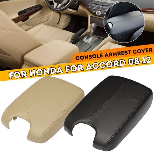 Black/Beige Console Real Leather Car Armrest Cover For Honda Accord 2008-2012 Beige