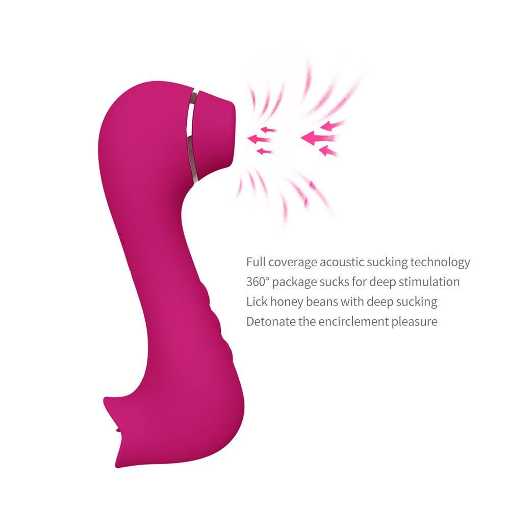 USB magnetic charging vibrating stick sucking 10 frequency tongue licking small sea lion dual-use mini female vibrating stick massager Little sea lion red naked bag