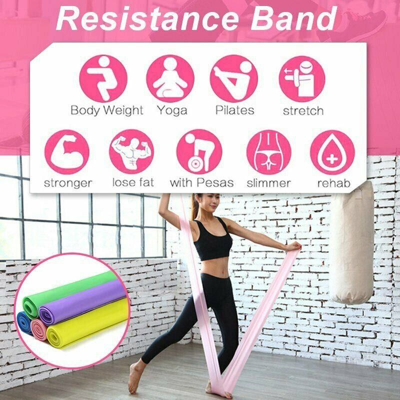 150cmx15cm Elastic Yoga Resistance Pilates Latex Stretch Band Training Rubber Loops Strap Exercise Fitness Bands Pull Rope Gym Sports Green