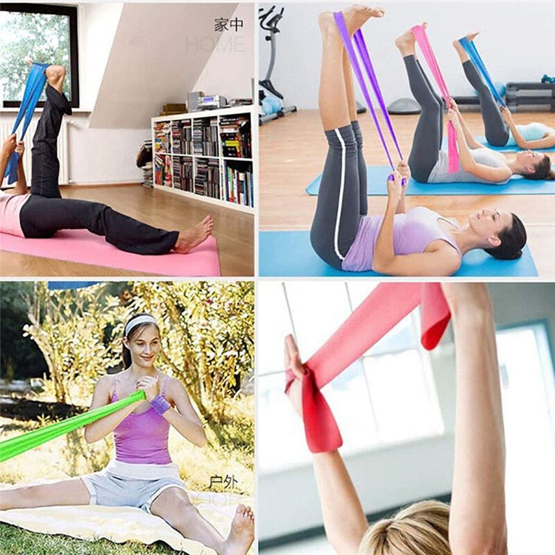 150cmx15cm Elastic Yoga Resistance Pilates Latex Stretch Band Training Rubber Loops Strap Exercise Fitness Bands Pull Rope Gym Sports Green