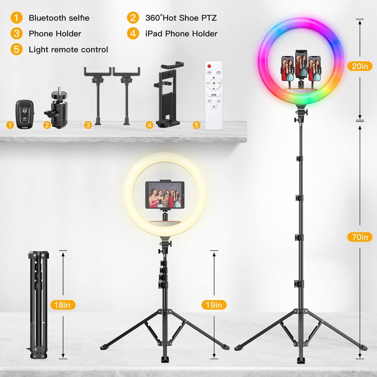 18 Inch RGB Selfie Video Ring Light - 18Inch Rgb Ring Light