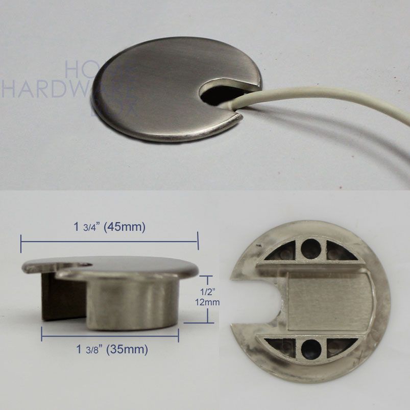 Chrome Metal Desk Wire Grommet Computer Table Top 35mm Desk Wire Hole Cover