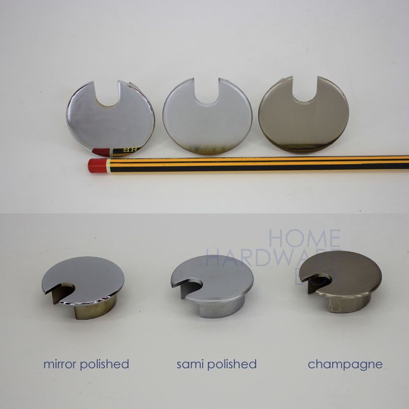 Chrome Metal Desk Wire Grommet Computer Table Top 35mm Desk Wire Hole Cover