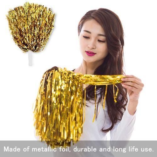 24Pcs Cheeeading Pom Poms Metallic Foil Cheer Pom