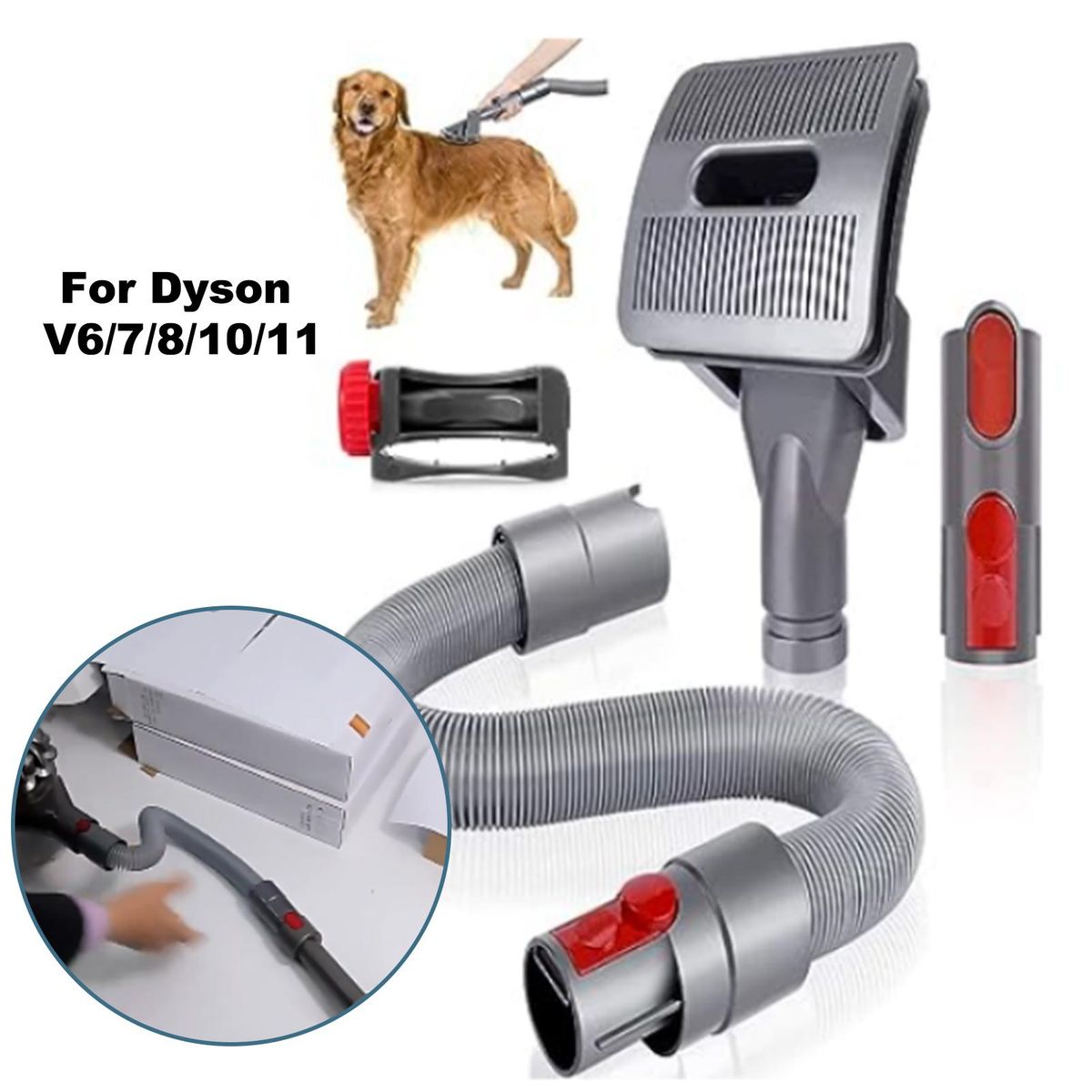 Vacuum Cleaner Adapter Attachment Accessory Pet Brush Hose Converter Connector Tool for Dyson V6/7/8/10/11