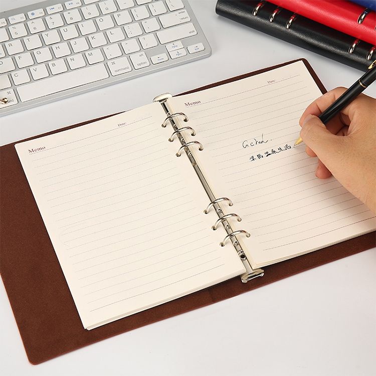 Business Notepad Loose Leaf Replaceable Inner Notebook Thickened Diary Book- A5 Black