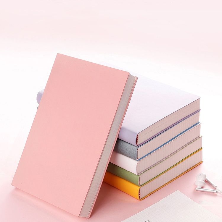 2 PCS Thickened A5 Hand Book Soft Leather Notebook, Specification: A5(Pink Grid)
