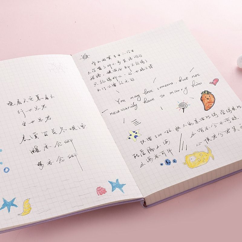 2 PCS Thickened A5 Hand Book Soft Leather Notebook, Specification: A5(Pink Grid)