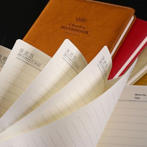 A5100 Pages Leather Soft Cover Notebook A5100 Pages Leather Soft Cover Notebook Pocket Memo(Yellow)