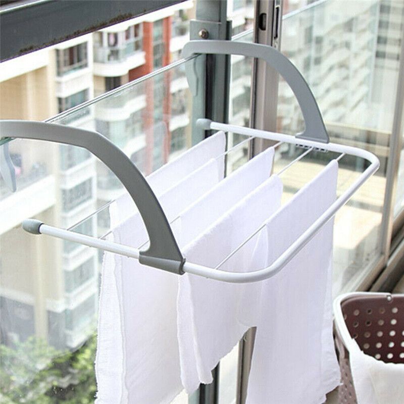 Folding Drying Rack Outdoor Bathroom Portable Clothes Hanger Balcony Laundry Dryer Airer Shoes Towel Pole Drying Rack Holder Loadable Weight: 5KG