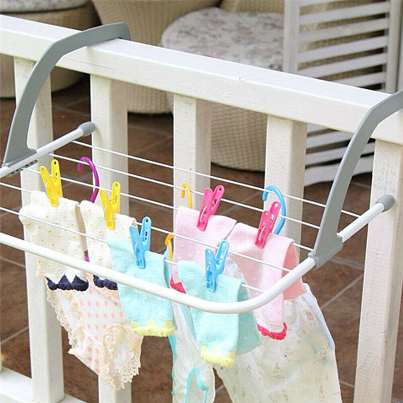 Folding Drying Rack Outdoor Bathroom Portable Clothes Hanger Balcony Laundry Dryer Airer Shoes Towel Pole Drying Rack Holder Loadable Weight: 5KG