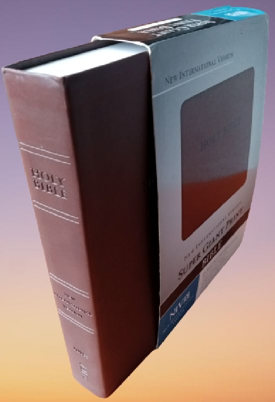 New International Version NIV Super Giant Print Bible,Italian Leather Duo Tone Brown By Zondervan