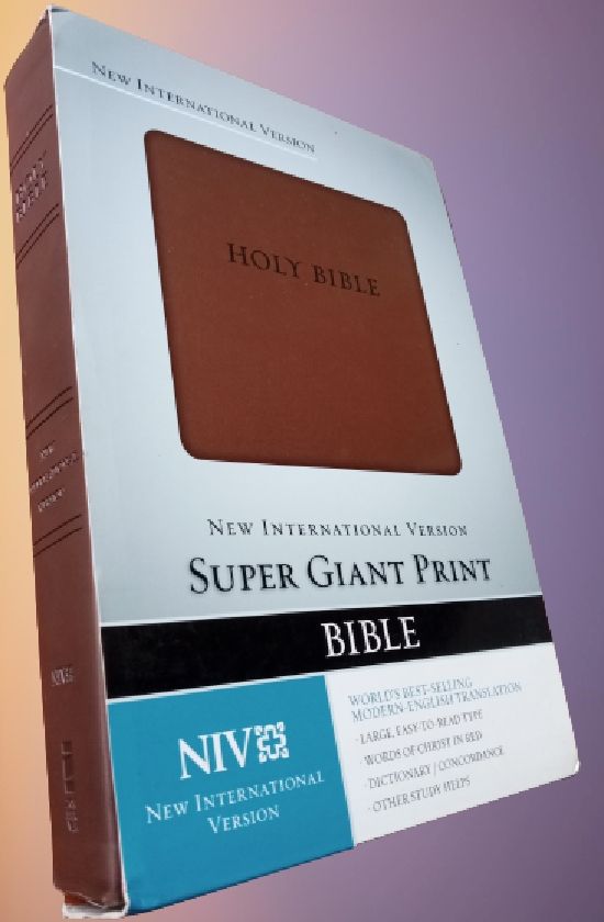 New International Version NIV Super Giant Print Bible,Italian Leather Duo Tone Brown By Zondervan