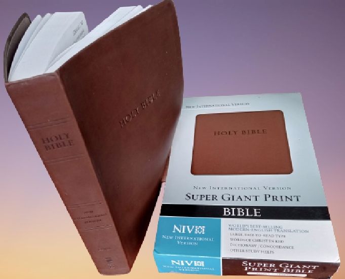 New International Version NIV Super Giant Print Bible,Italian Leather Duo Tone Brown By Zondervan