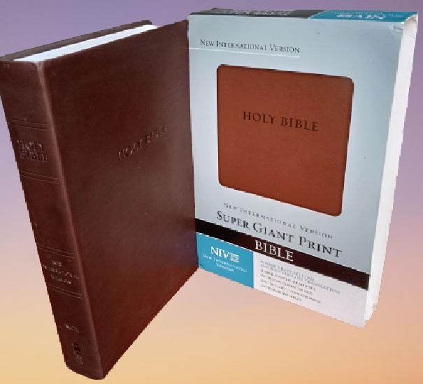 New International Version NIV Super Giant Print Bible,Italian Leather Duo Tone Brown By Zondervan