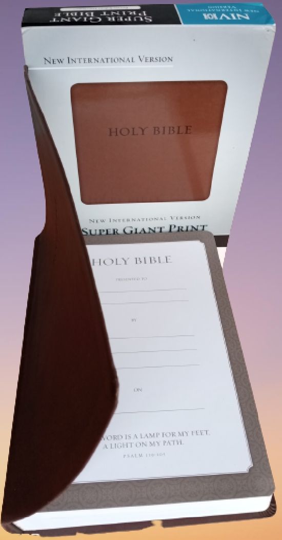 New International Version NIV Super Giant Print Bible,Italian Leather Duo Tone Brown By Zondervan