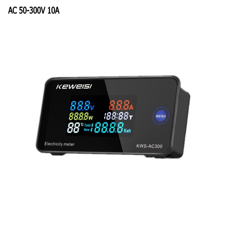 AC 6in1 220V 110V 50V~300V 100A Digital Ampermeter Power Energy Voltmeter Ammeter Volt Watt Kwh Temperature Meter Time Split CT