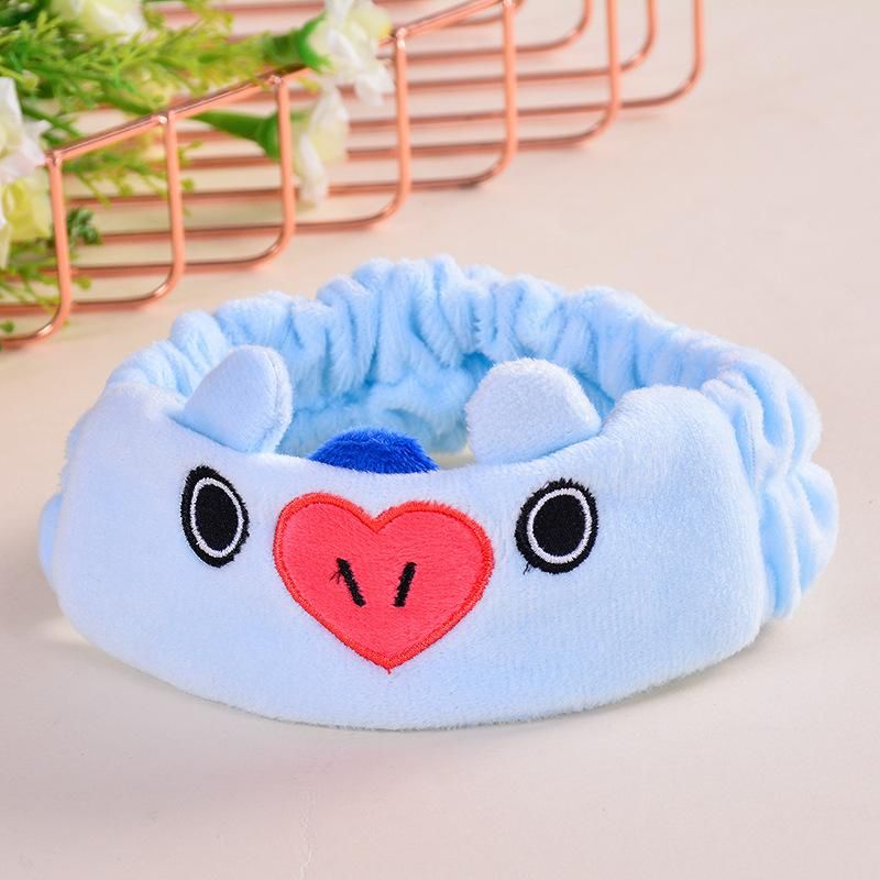 Bt21 Cartoon Plush Hair Band Bts Headband Girl Face Washing