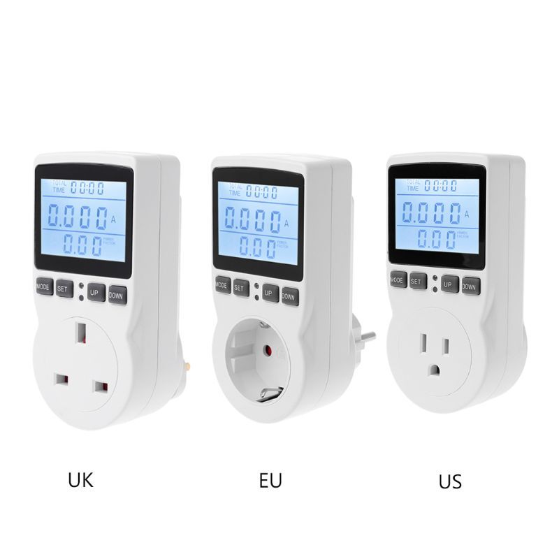Digital Digital Power Meter Socket EU/US/UK Plug Energy Current Voltage Watt Electricity Cost Measuring Monitor Power
