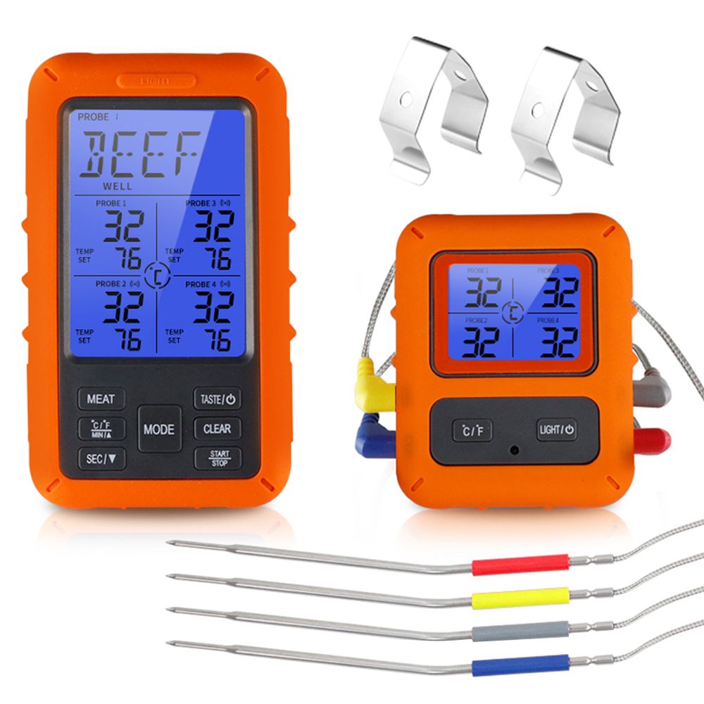 Kitchen Wireless Grill Thermometer With 4 Probes Timer Temperature Alarm Digital Remote BBQ Thermoters For Barbeque Grill Oven