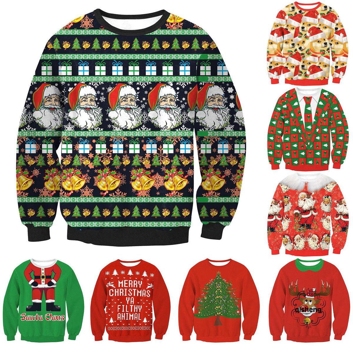 Christmas Pullover Sweatshirt All-match Round Neck Long