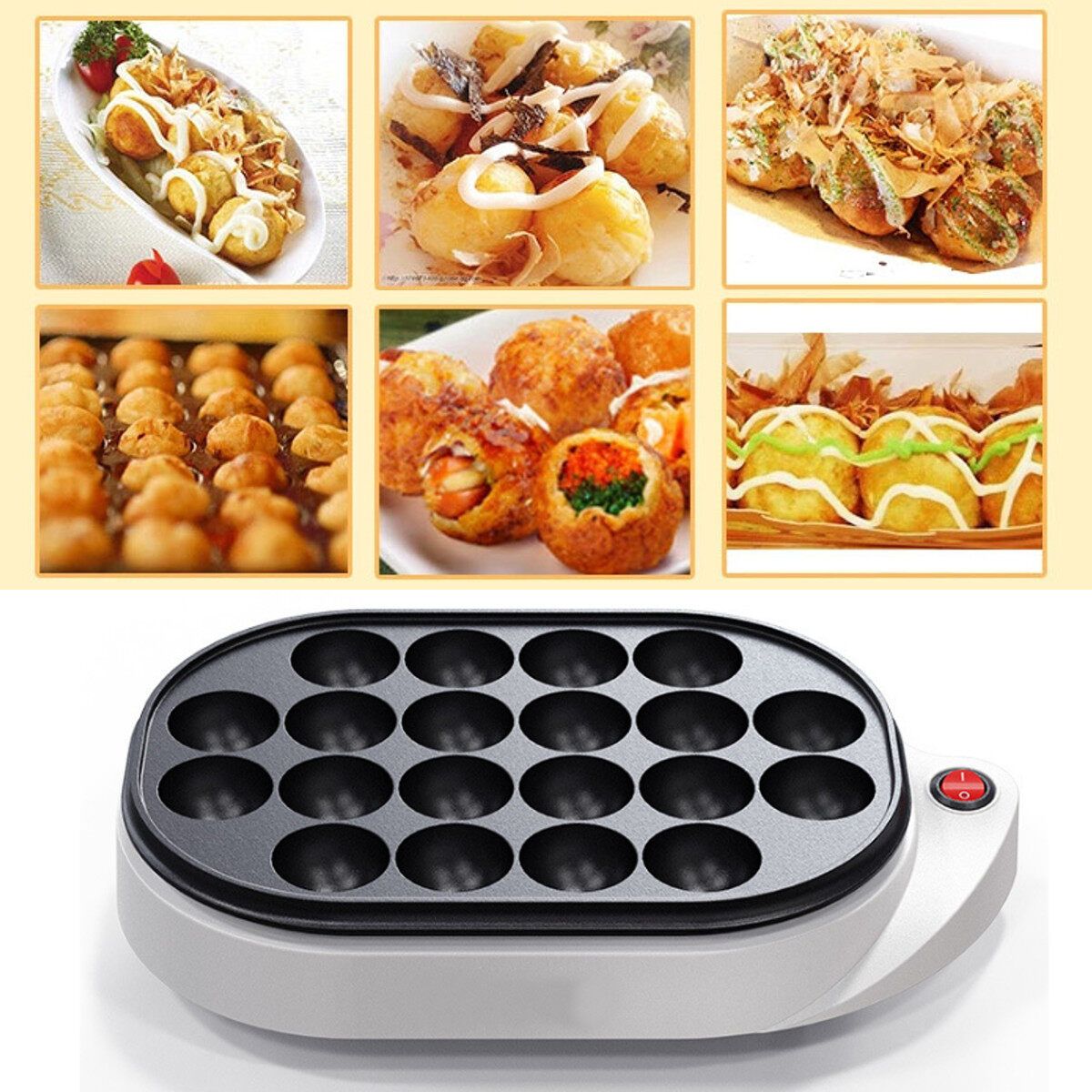 220V 600W 20 Hole Electric Takoyaki Grill Pan Home Household Octopus Meat Ball Maker Plate Breakfast