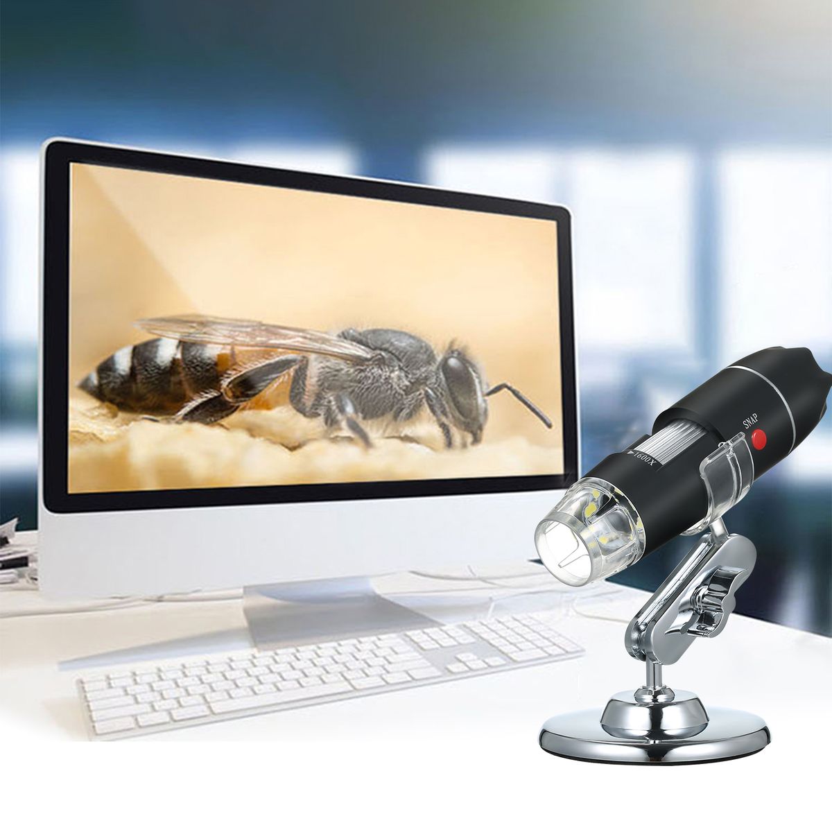 USB Digital Microscope 1600X Magnification Camera 8 LEDs