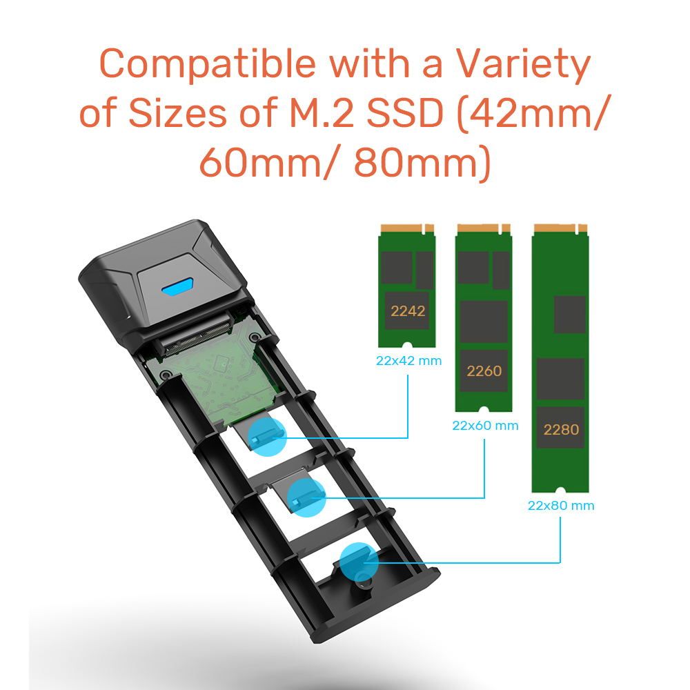 M2 SSD Case PCIe NVMe Enclosure USB 3.1 Gen 2 10Gbps For 2230/2242/2260/2280 Hard Drive Adapter M.2 To SATA SSD External