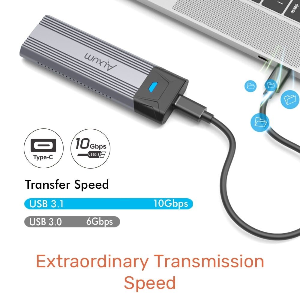 M2 SSD Case PCIe NVMe Enclosure USB 3.1 Gen 2 10Gbps For 2230/2242/2260/2280 Hard Drive Adapter M.2 To SATA SSD External