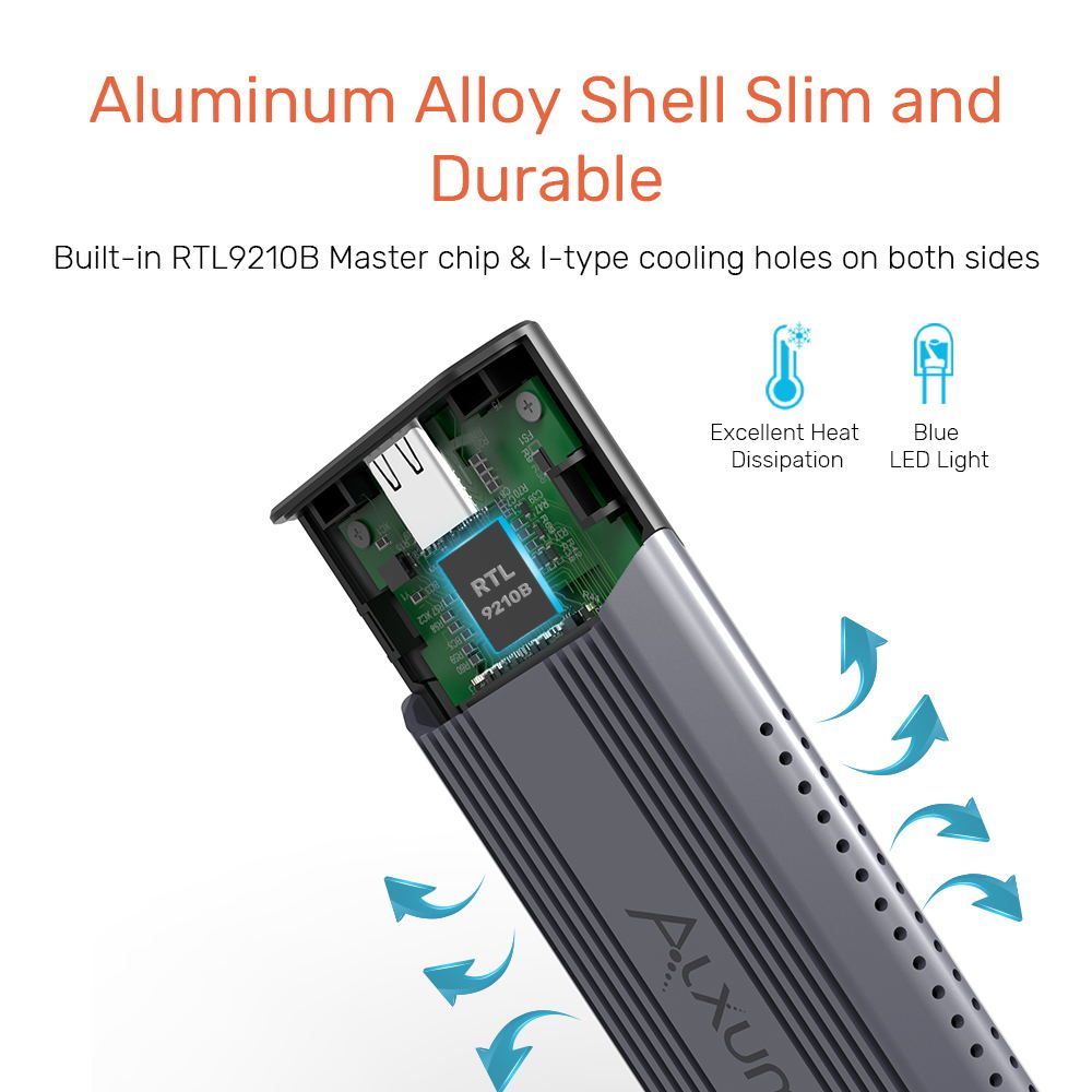 M2 SSD Case PCIe NVMe Enclosure USB 3.1 Gen 2 10Gbps For 2230/2242/2260/2280 Hard Drive Adapter M.2 To SATA SSD External