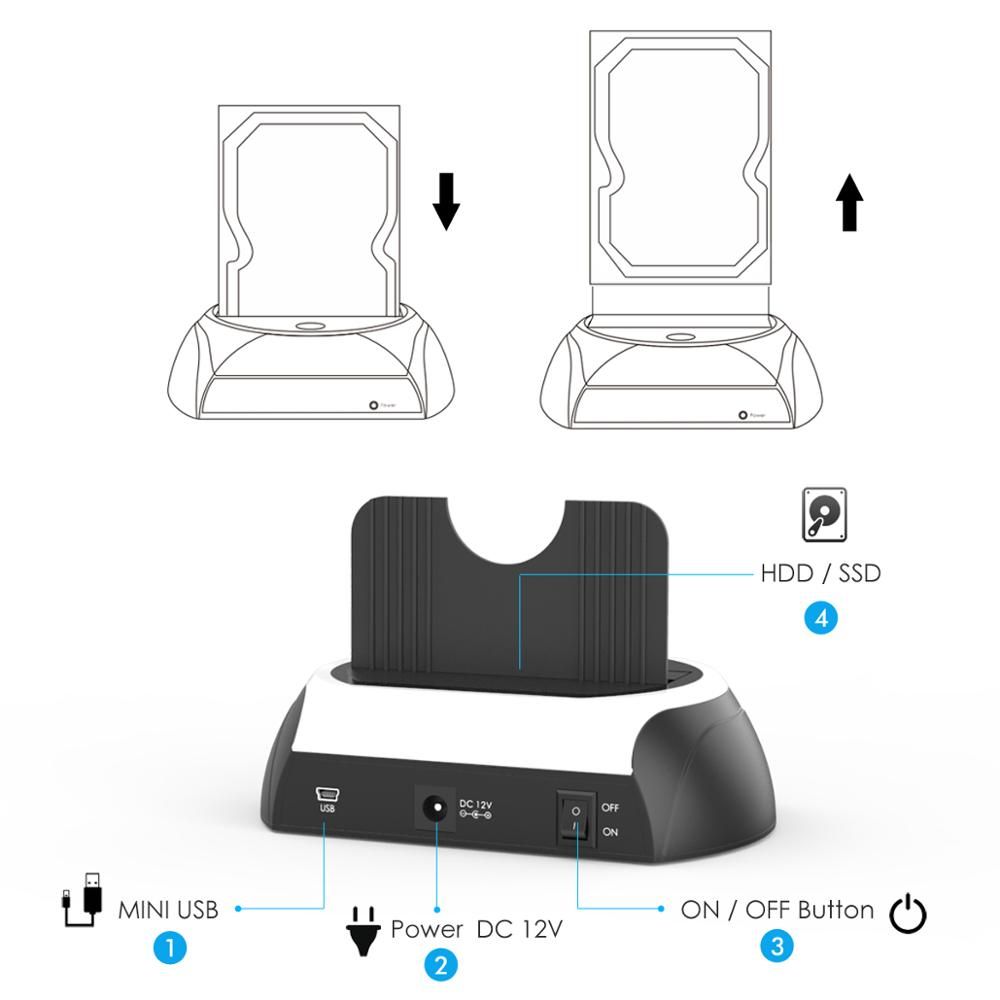 Wavlink All In 1 SATA HDD Docking Station Enclosure  External SATA Hard Drive Case For 2.5/3.5 Inch HDD SSD Disk Case HD Box