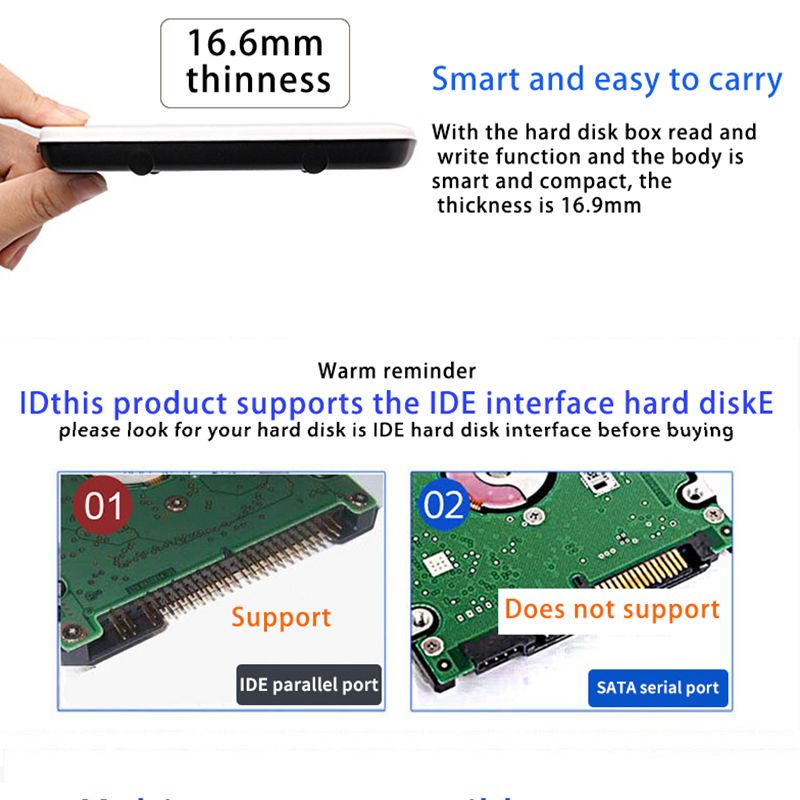 Acasis 2.5 Inch USB 2.0 To IDE  HDD External Hard Drive 1TB 500GB 320GB 250GB Portable Disk Storage  On Sale