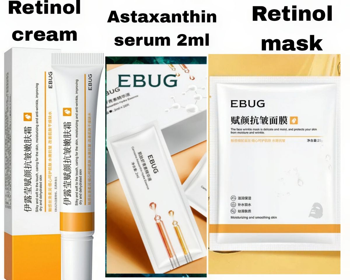 Retinol Face Cream Anti-Aging Lifting & Firming Cream + Sheet Mask + Astaxanthin Serum 2ml