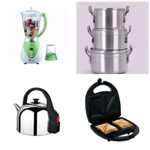 Portable Blender, Set Of Pots, 2-slice Sandwich Maker & Electric Kettle