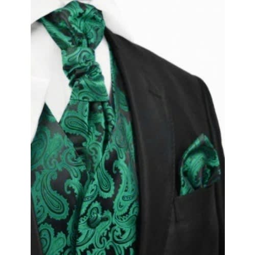 Paisley Floral Waistcoat With Hanky Set - Green