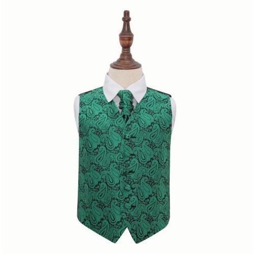 Paisley Floral Waistcoat With Hanky Set - Green
