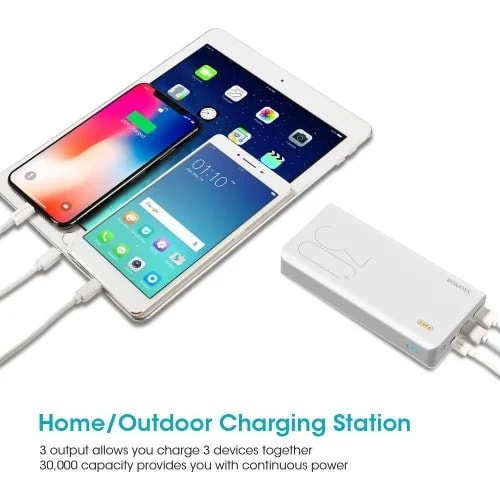 30000mAh Power Bank Sense 8+ - 18w Pd Usb C Portable Charger With 3 Outputs & 3 Input