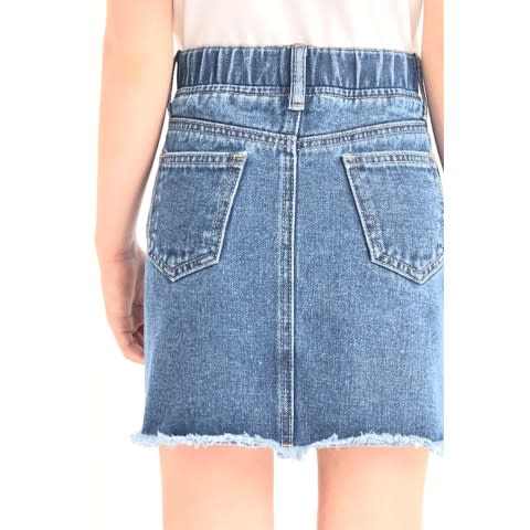Girls Elastic Waist Raw Hem Denim Jeans Skirt - Blue (size Runs Big)