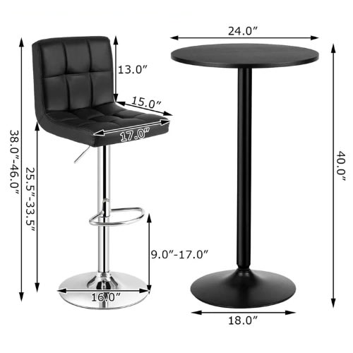 3 Pieces Bar Table Set
