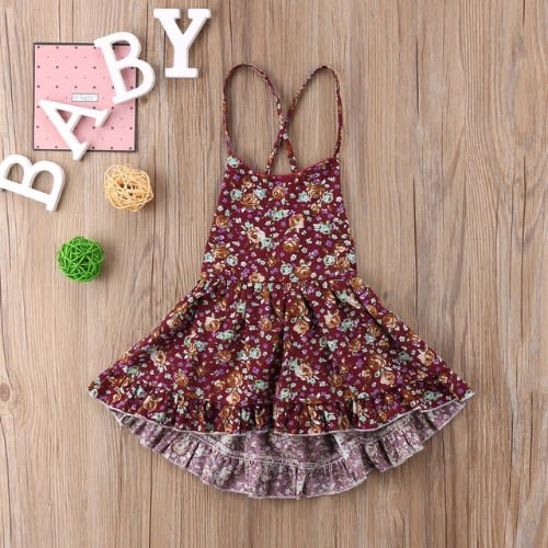Sleeveless Cross Back Baby Girl Floral Sun Dress