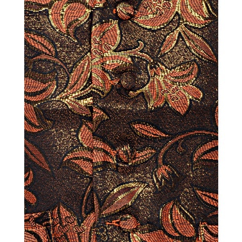 Detailed Floral Waistcoat - Orange & Brown