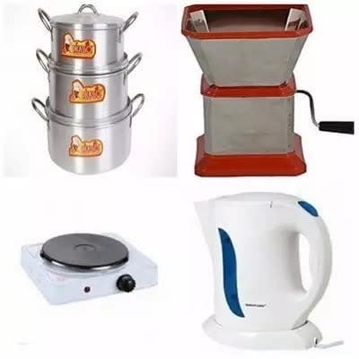 Set Of Pot - Manual Blender - Kettle And Hotplate Kitchen Bundle - Set Of 4