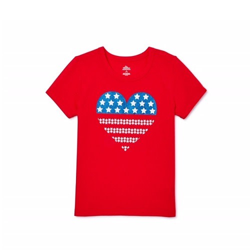 Americana Toddler Girls’ Top Heart Girl T-shirt Top – Red