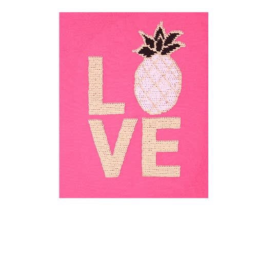 Love 3d Flip Sequin Pineapple Top- Pink