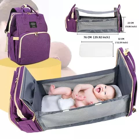Baby Backpack / Diaper Bag With Convertible Crib Space + Usb Charging Port & Cable +gift
