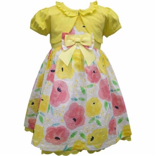Special Occasion Girls' Dress & Jacket Set - Yellow