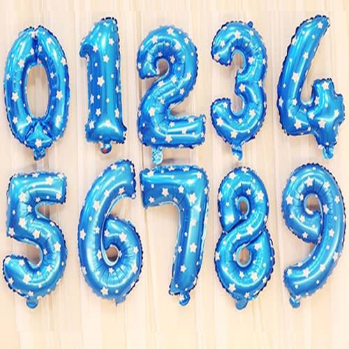 16 Inches Foil Balloons - Numbers 0-9 - Blue
