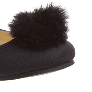 Girls Black Pom-pom Shoes